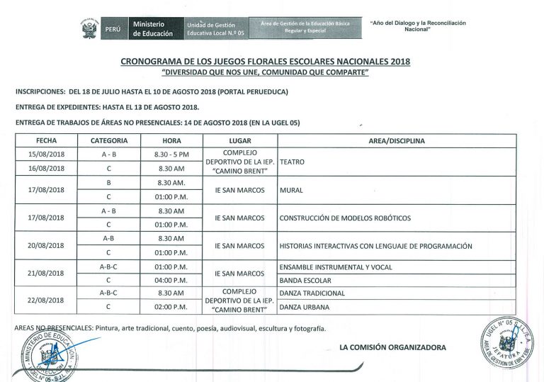 Juegos Florales Escolares Nacionales 2018 (JFEN 2018)